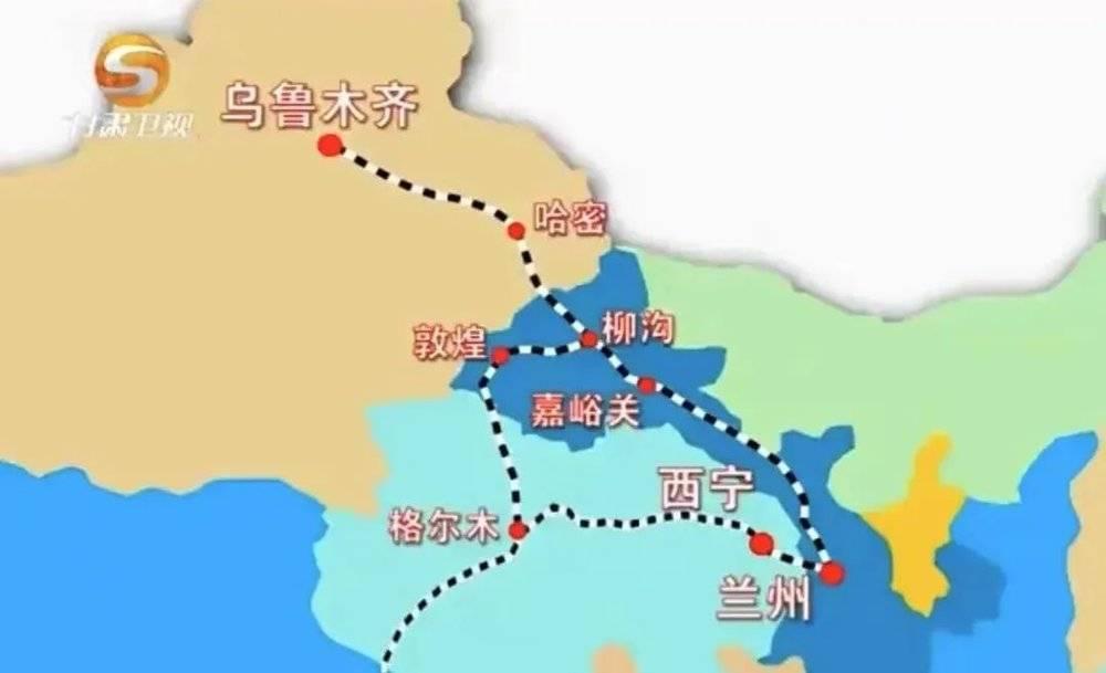 敦煌铁路全线示意图。来源/甘肃卫视新闻截图<br>