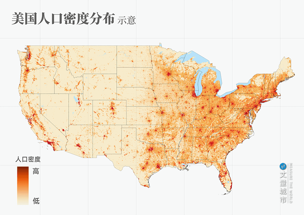 美国人口密度分布