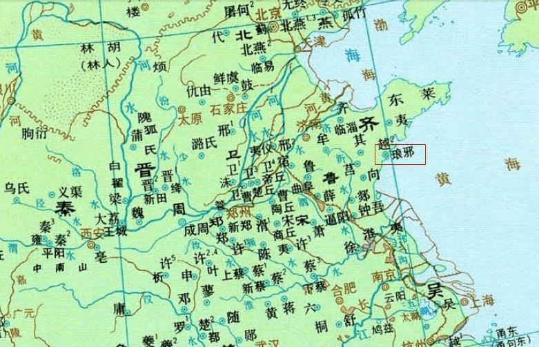 春秋时期的琅琊城。来源/谭其骧《中国历史地图集》