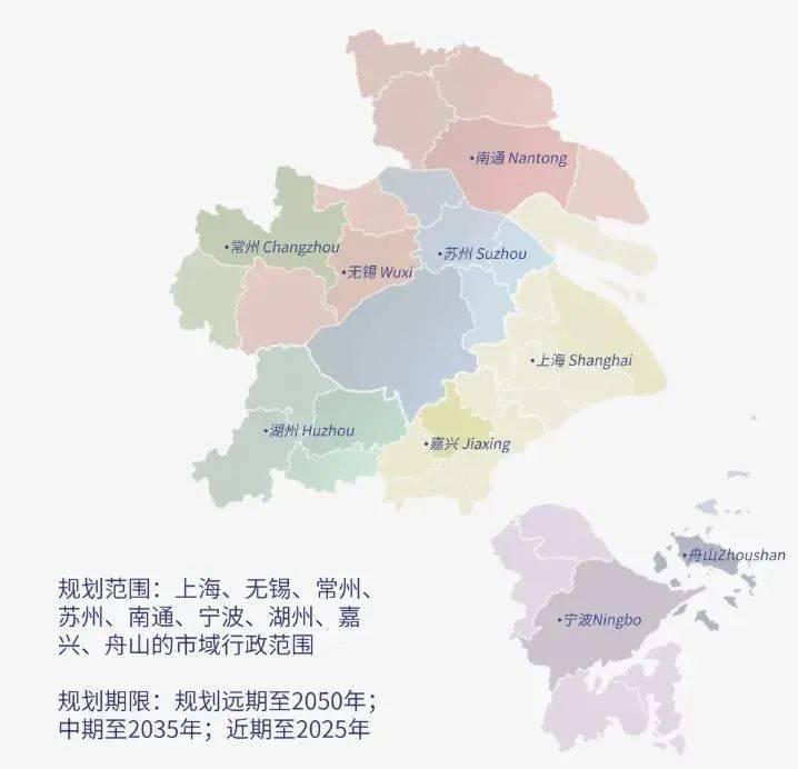 上海大都市圈规划范围示意图 图片来源：上海市人民政府网站<br>