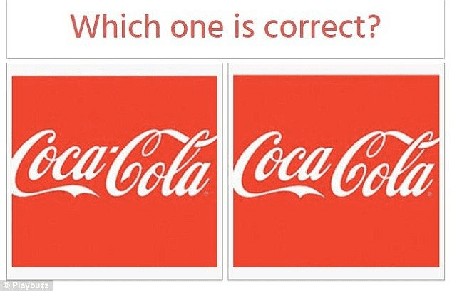 左边的才是对的哦：可口可乐的logo中间有个小点 | 图源：pinterest<br label=图片备注 class=text-img-note>