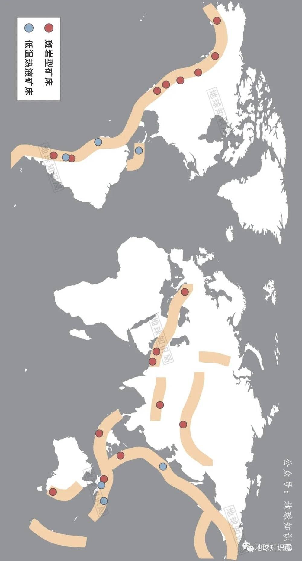 全球范围超大型斑岩铜矿分布图（建议横屏观看）