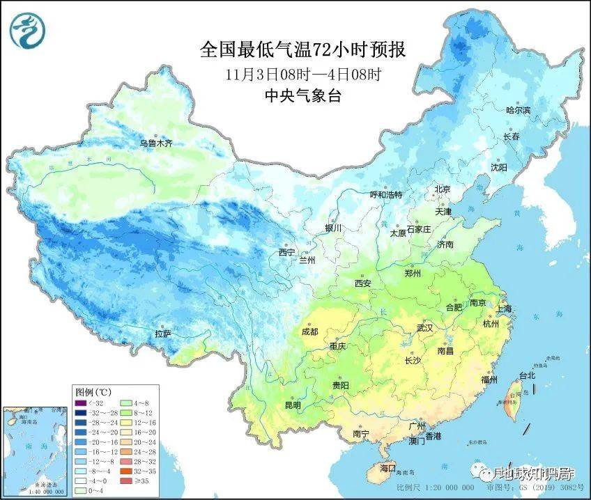 在这轮冷空气的推动下，华北北部或将开启入冬进程，顺带把江南拉入“降温群聊”（图：中央气象台）