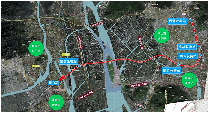 香海大桥线路示意图 图片来源：珠海发布<br>