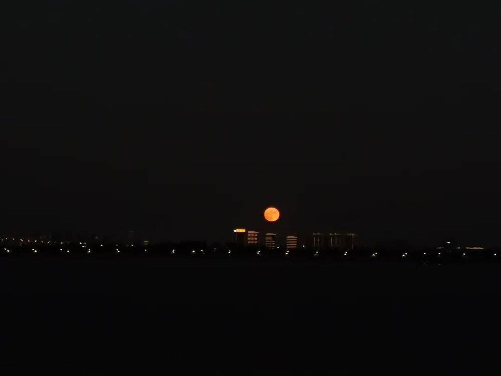图 | 中秋节扁豆在钱塘江边拍的月亮