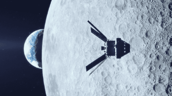 图注：月球轨道中的猎户座飞船（艺术图），图源：NASA