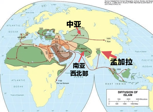 ▲孟加拉，伊斯兰教最早进入印度的地区<br>