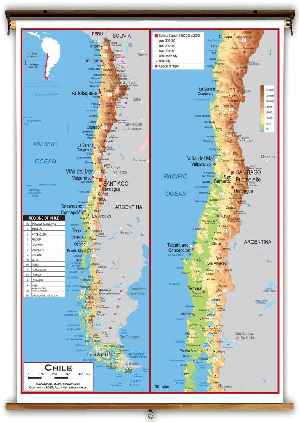 ▲地形限制智利向东扩张<br>