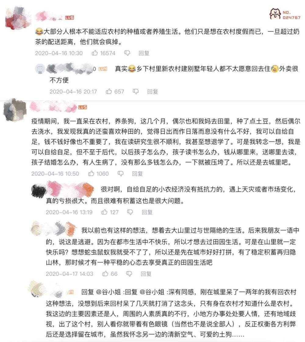 网友对林浅喜的“农村劝退视频”的评论