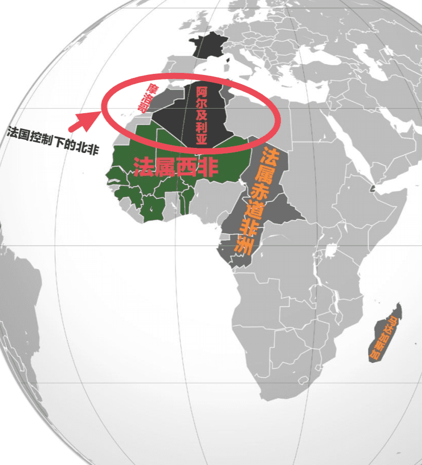 ▲法国在非洲的殖民分区<br>