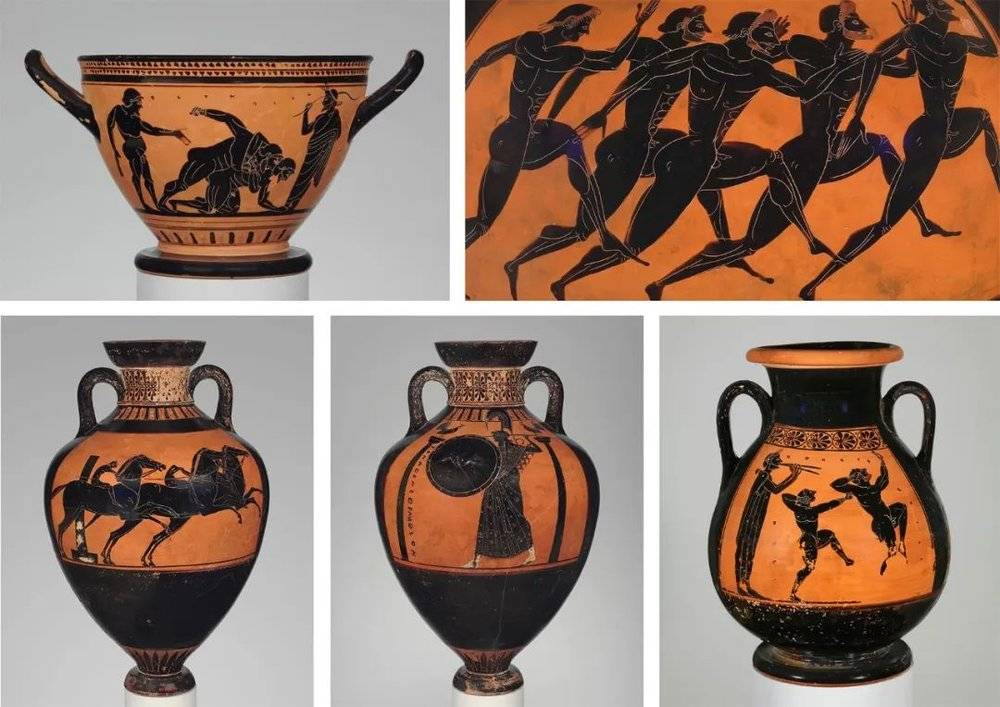 公元前500年左右的陶罐上记载着奥林匹克大会的不同赛事。图源：The Metropolitan Museum of Art。
