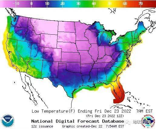 美国大半地区都处于冻得发紫的状态（图：NOAA）