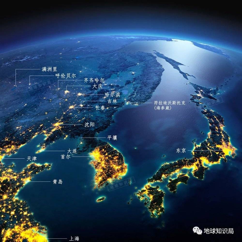 如果我们看东北周边灯光图，就会发现苏联、俄罗斯、朝鲜的经济衰败，大大恶化了东三省的经济环境（图：shutterstock）