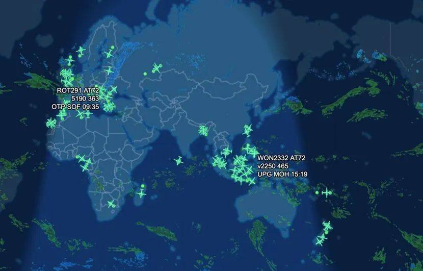 1月16日，全球各地起飞的部分ATR 72系列飞机