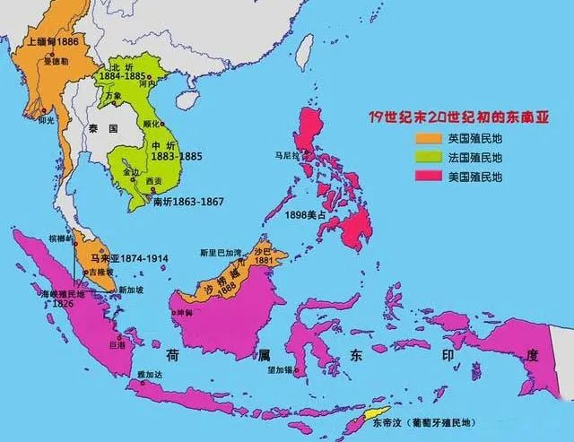 ▲19世纪末20世纪初的东南亚，马来人地区主要被英、荷瓜分<br>