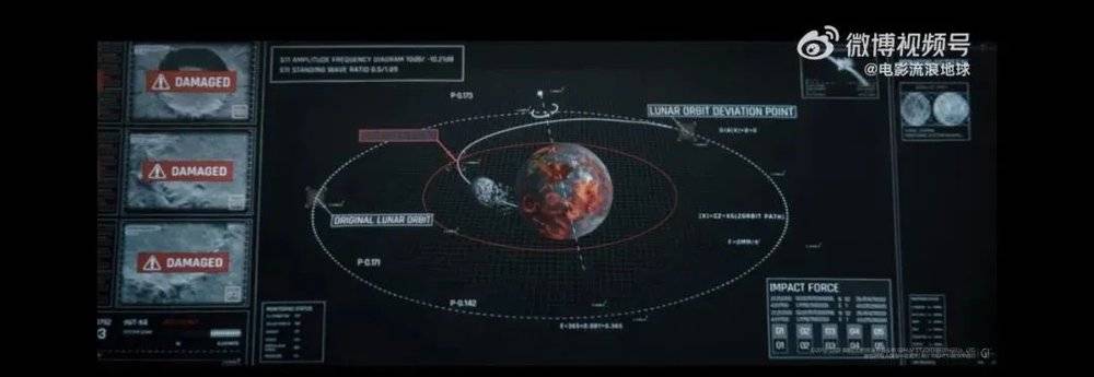 图中的红圈就是地球之于月球的“洛希极限” | 《流浪地球2》预告片<br label=图片备注 class=text-img-note>