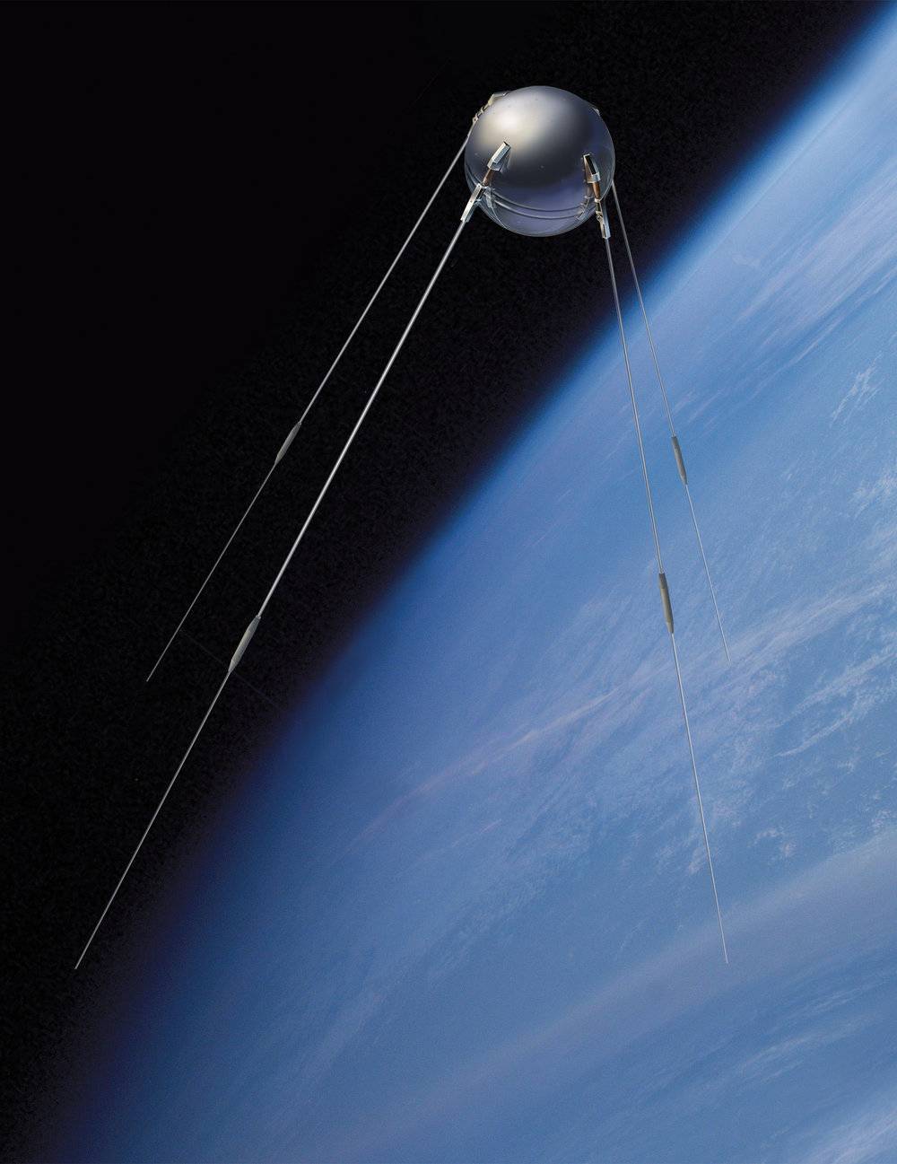 人类第一颗人造卫星有四个天线，图源：视觉中国<br>