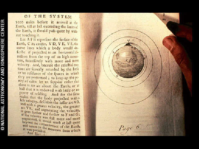 旅行者号金唱盘中存储的一幅图片，拍摄了牛顿的巨著《自然哲学的数学原理》中的第6页。来源：NASA