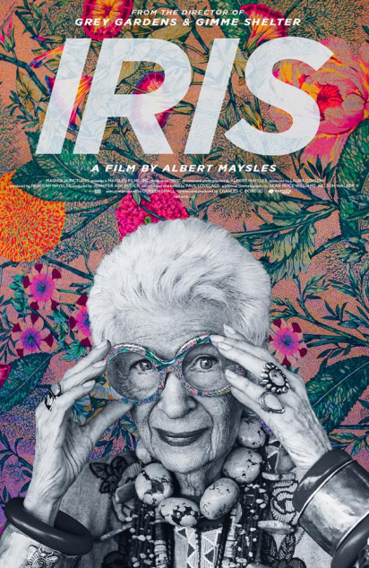 介绍Iris Apfel的纪录片海报。