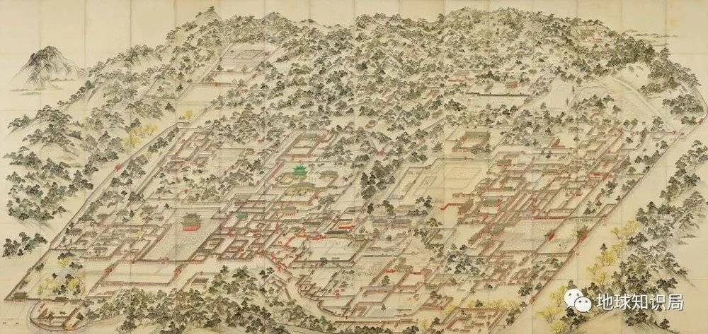 李成桂在开京（今开城）建立朝鲜王朝，1394年迁都汉阳，并将汉阳改为“汉城”。（《东阙图》）