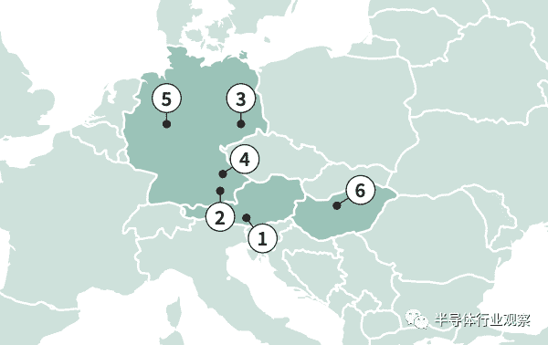 英飞凌在欧洲的制造据点（来源：英飞凌）