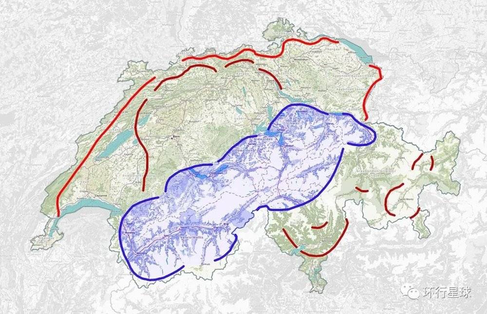 瑞士“国家堡垒计划”示意图。图：wikipedia