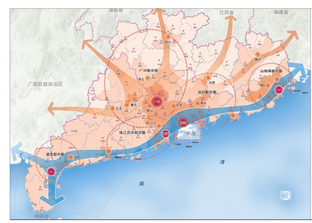 广东5大都市圈 图源：广东国土空间2035总规<br>