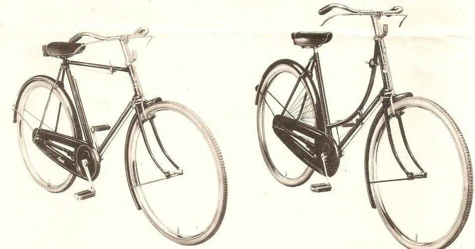 1930年代生产的“兰苓”自行车，分为更坚固的三角结构与适合女性上车的弯管车型 图片来自：pinterest