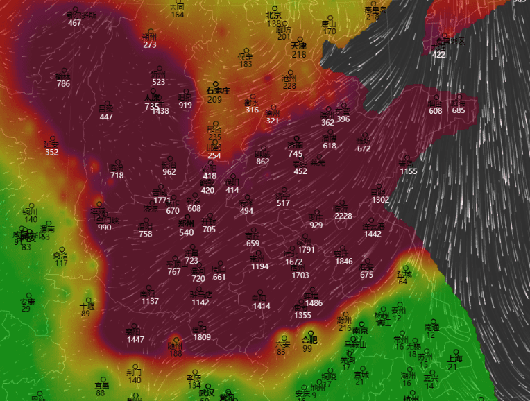 图 3    23日12时PM10地图<br label=图片备注 class=text-img-note>