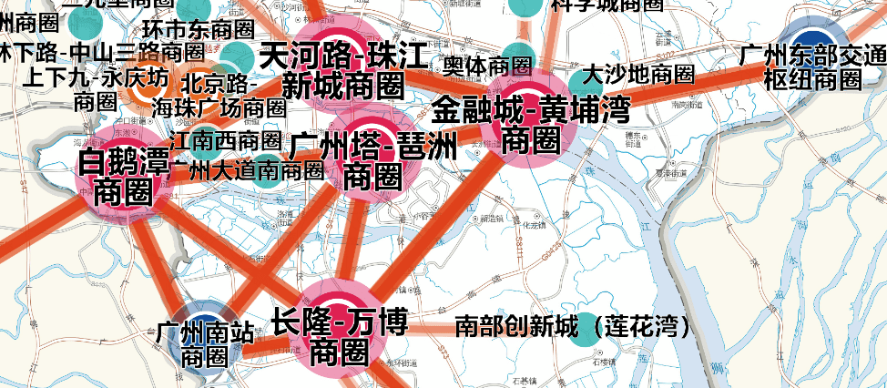 △广州城市商圈体系布局 图片来源：广州市建设国际消费中心城市发展规划