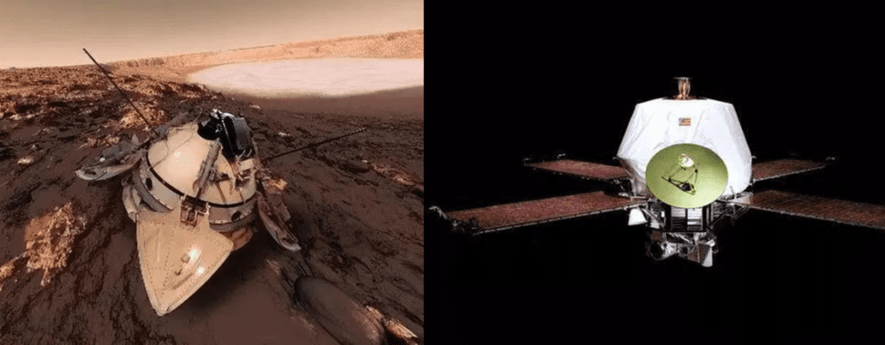 左：火星3号模拟图 右：水手9号<br>