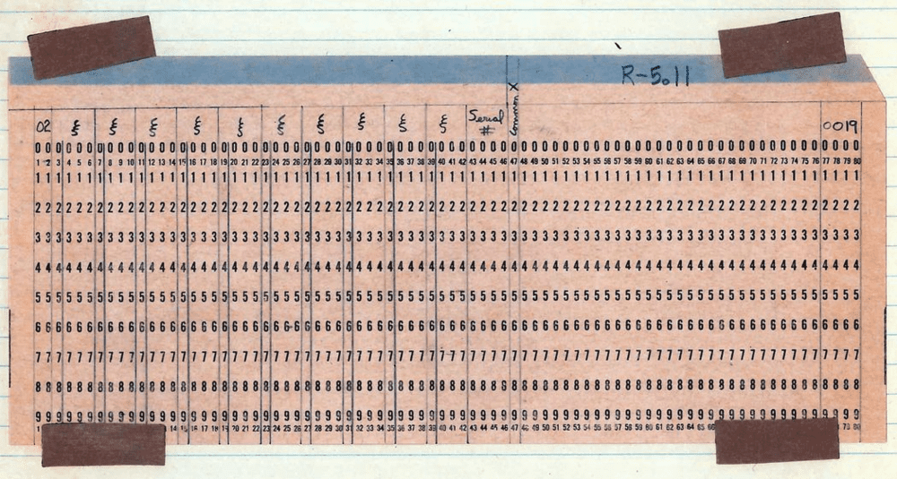 1949 年用于创建偏差数字表的打孔卡。图/RAND网站 