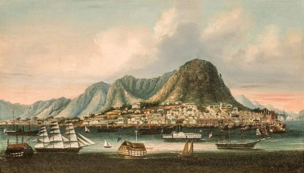 19世纪的维多利亚港油画，图片来源@wikimedia commons