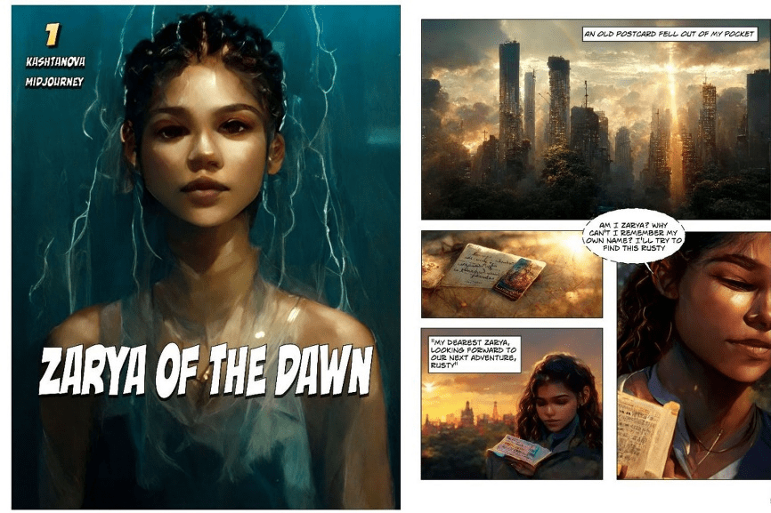 （A reproduction of the cover page and the second page of Zarya of the Dawn， from the US Copyright Offices letter. Image: Zarya of the Dawn — Kris Kashtanova / Midjourney）