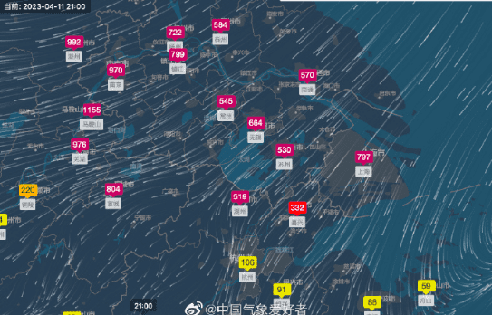 近两天，我国东部地区的沙尘天气，图/新浪微博@中国气象爱好者