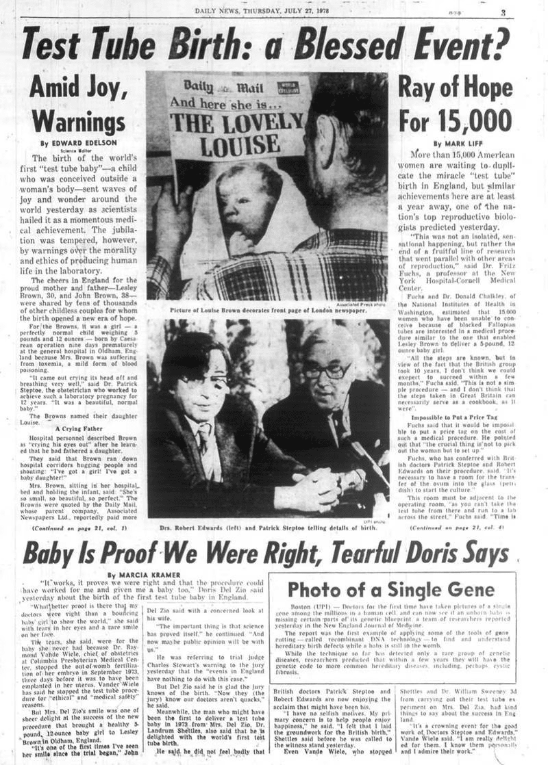 1978年，人类首例试管婴儿诞生。与如今蓬勃发展的状况不同，当时，很多人对这一事件充满恐惧。<br label=图片备注 class=text-img-note>