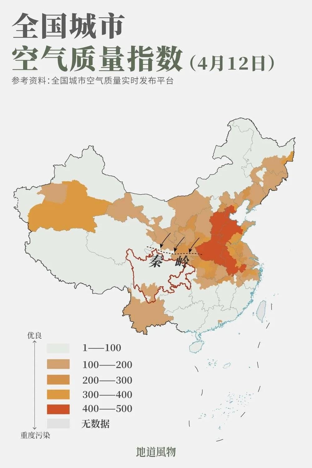 秦岭以南的陕南、川渝地区比同纬度的长江中下游地区拥有更多“呼吸自由”。制图/刘耘硕 