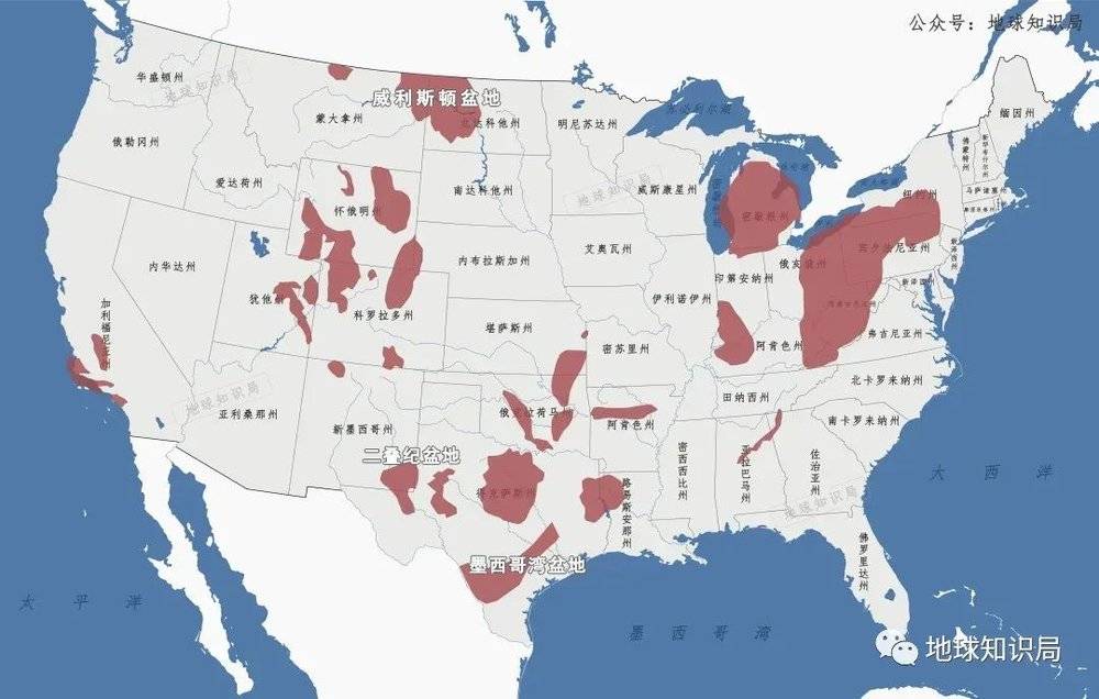 图/美国本土页岩气资源大致分布（参考：eia）