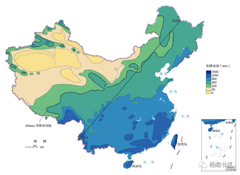 年降雨量400毫米等值线