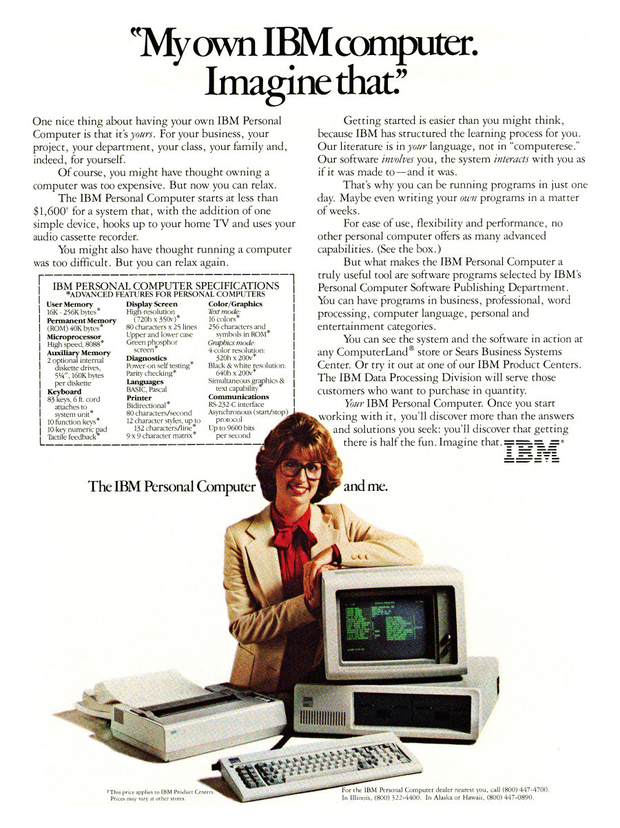 当年IBM 5150的促销广告，图/wikipedia