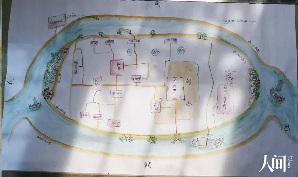 彭海提手绘的1970年的新洲医院的地图。<br>
