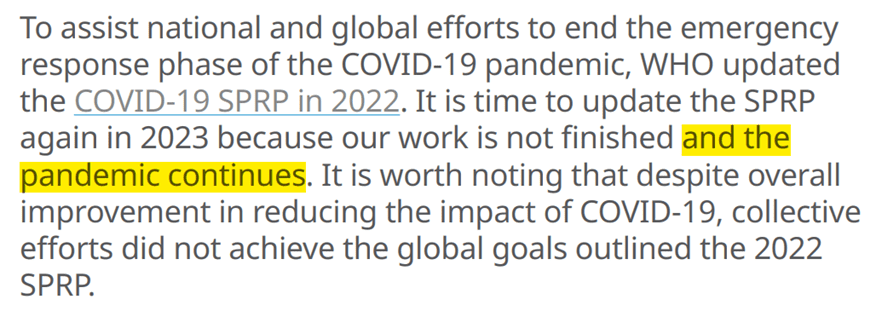 “大流行仍在继续（the pandemic continues）”丨《2023~2025年COVID-19战略防范和应对计划》（2023年5月3日发布）<br>