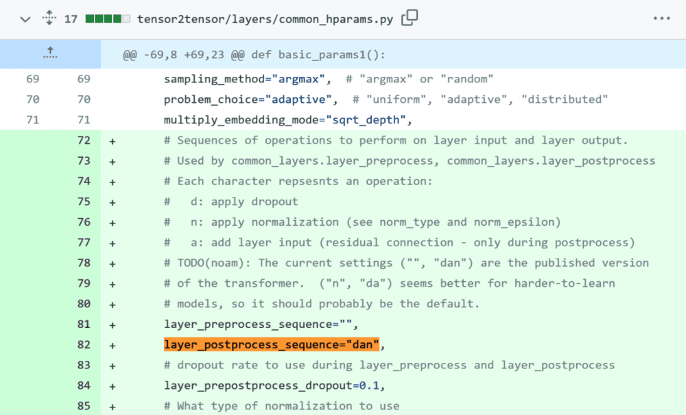 代码地址：https://github.com/tensorflow/tensor2tensor/commit/f5c9b17e617ea9179b7d84d36b1e8162cb369f25#diff-76e2b94ef16871bdbf46bf04dfe7f1477bafb884748f08197c9cf1b10a4dd78e