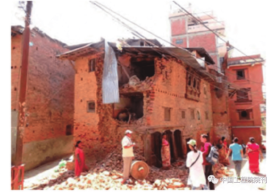 图1  2015年廓尔喀地震中损坏的未加固砌体结构建筑<br label=图片备注 class=text-img-note>